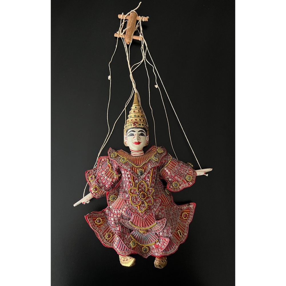 Handmade Thai Burmese wood marionette puppet